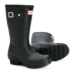 Girls Hunter Boots Original Tall Wellington Rain Black Matte Waterproof US 3/4 Y